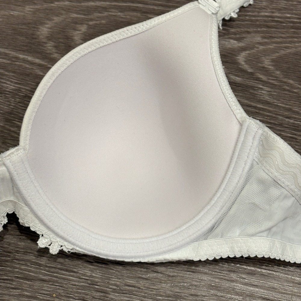 Marie Jo Avero Heartshape Bra Natural White Gingham Daisy Straps 36B Underwire - Picture 9 of 15